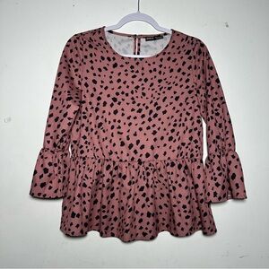 SHEIN Dusty Pink and Black Spotted Blouse
